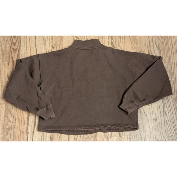 PINK Victoria's Secret Brown Quarter Zip Sweatshirt Pullover Size XS - Picture 9 of 14